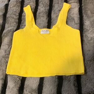 “#24Jolie”Bright Yellow Ribbed Crop Top